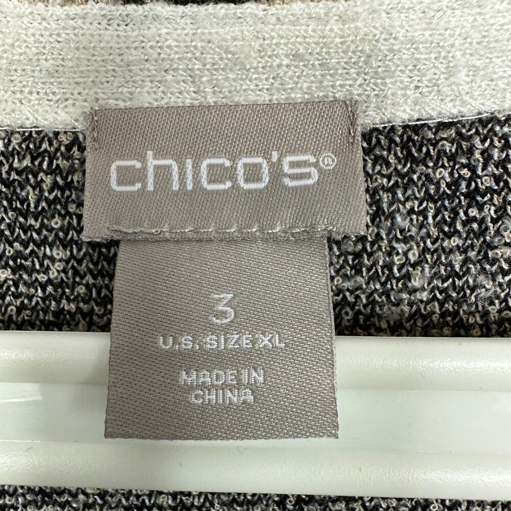 Chico's 3 US XL Tiger Animal Print Face V neck Tan Pullover Tunic Sweater NEW - Picture 4 of 7